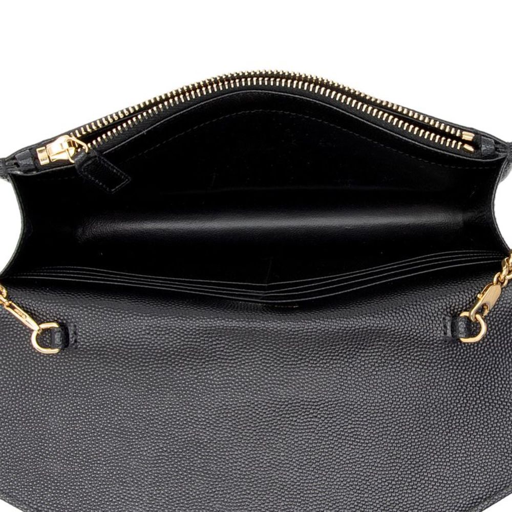 Saint Laurent Matelasse Grain de Poudre Monogram Envelope Chain Wallet - Picture 6 of 14